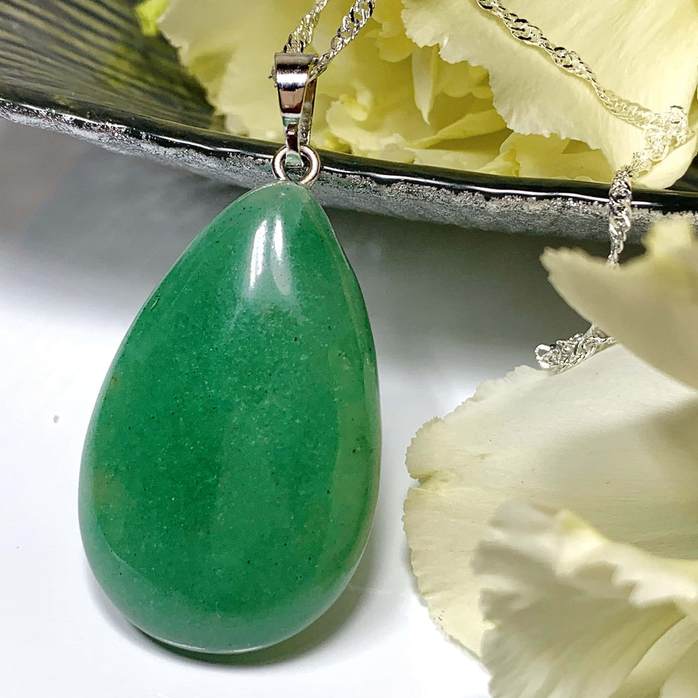 Large Green Jade Drop Pendant