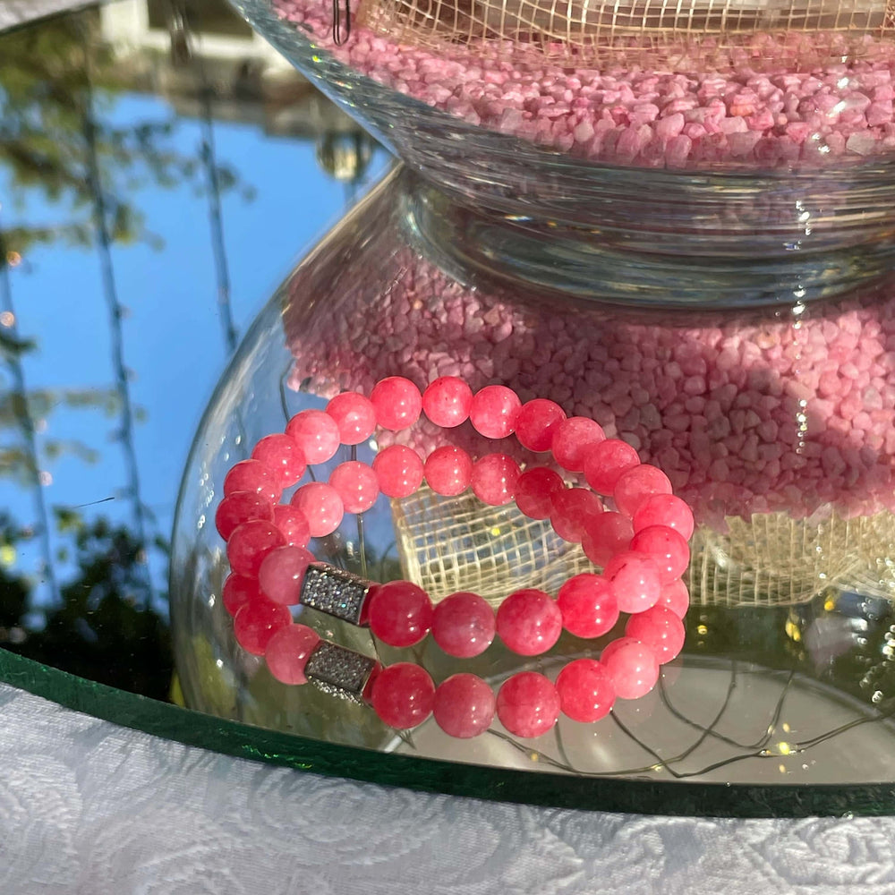 Rose Jade beaded bracelet