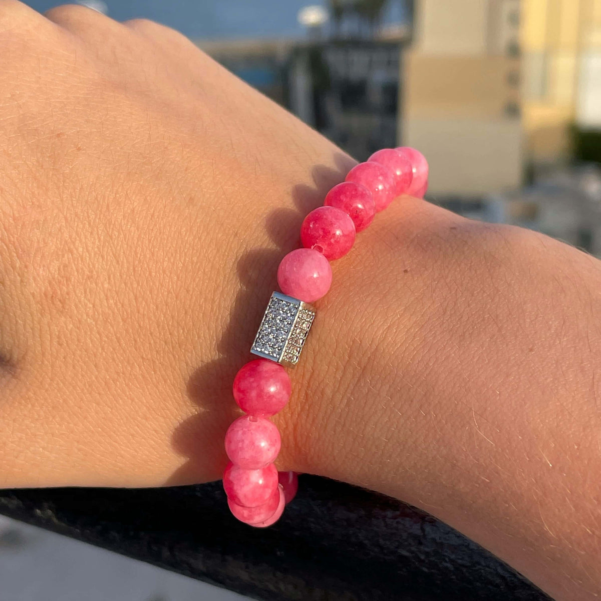 Rose Jade beaded bracelet