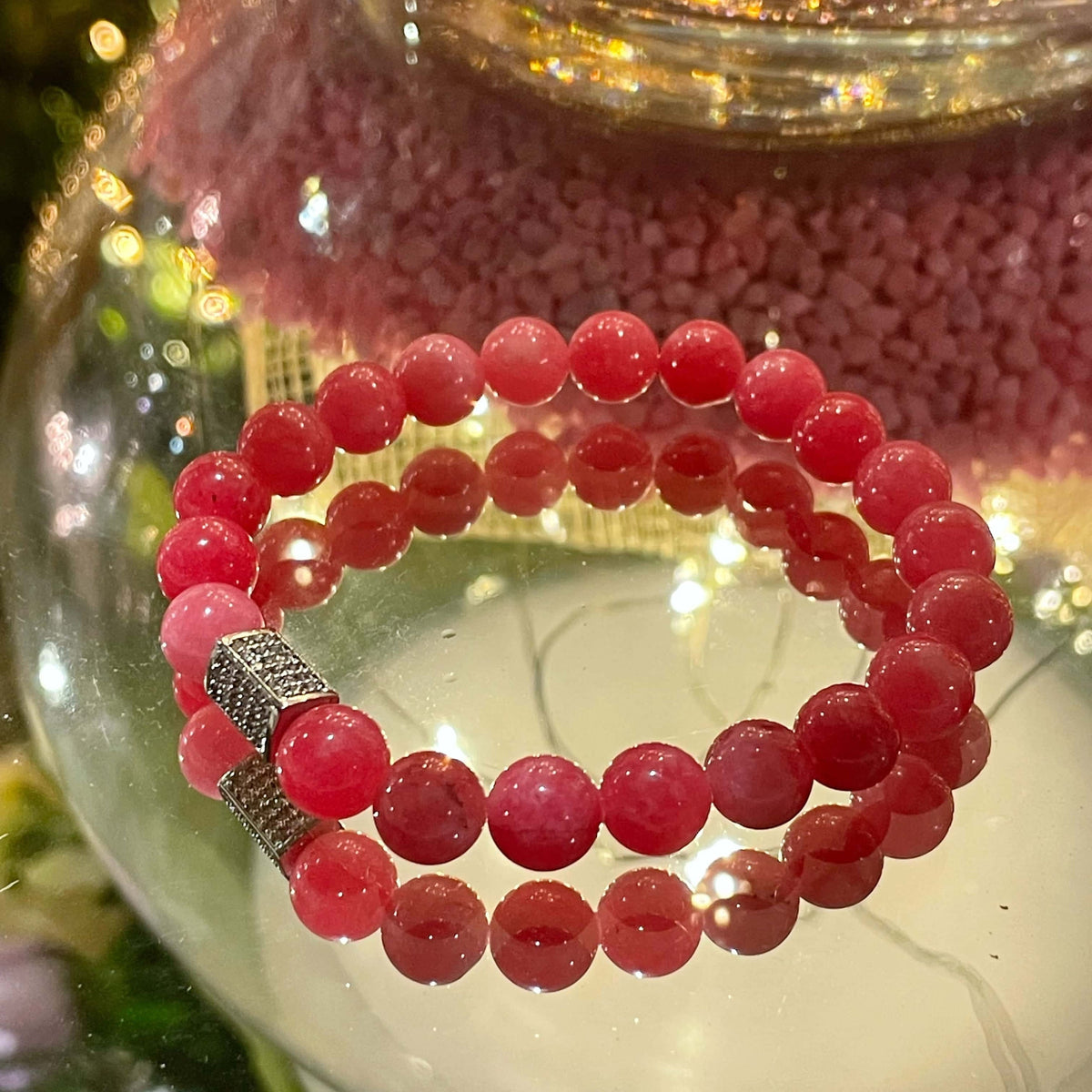 Rose Jade beaded bracelet