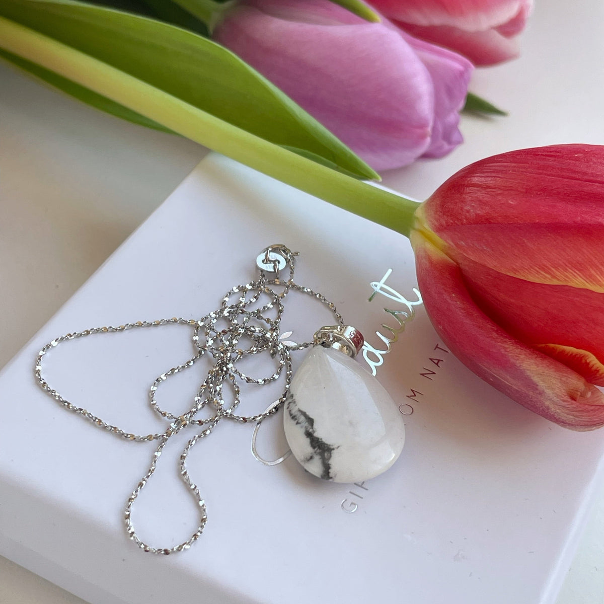 White Howlite drop Pendant