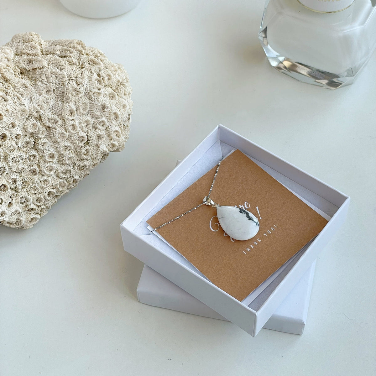 White Howlite drop Pendant