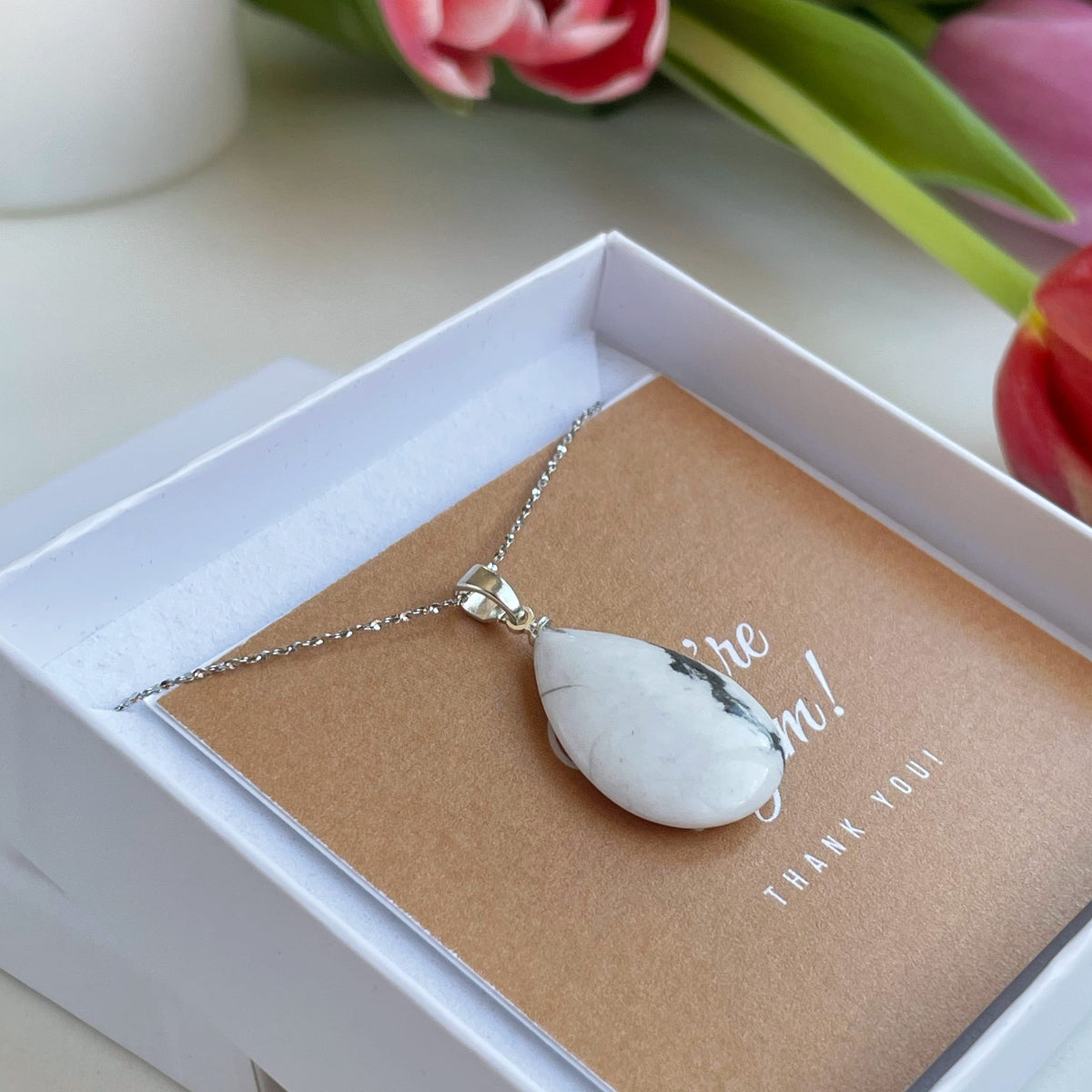 White Howlite drop Pendant
