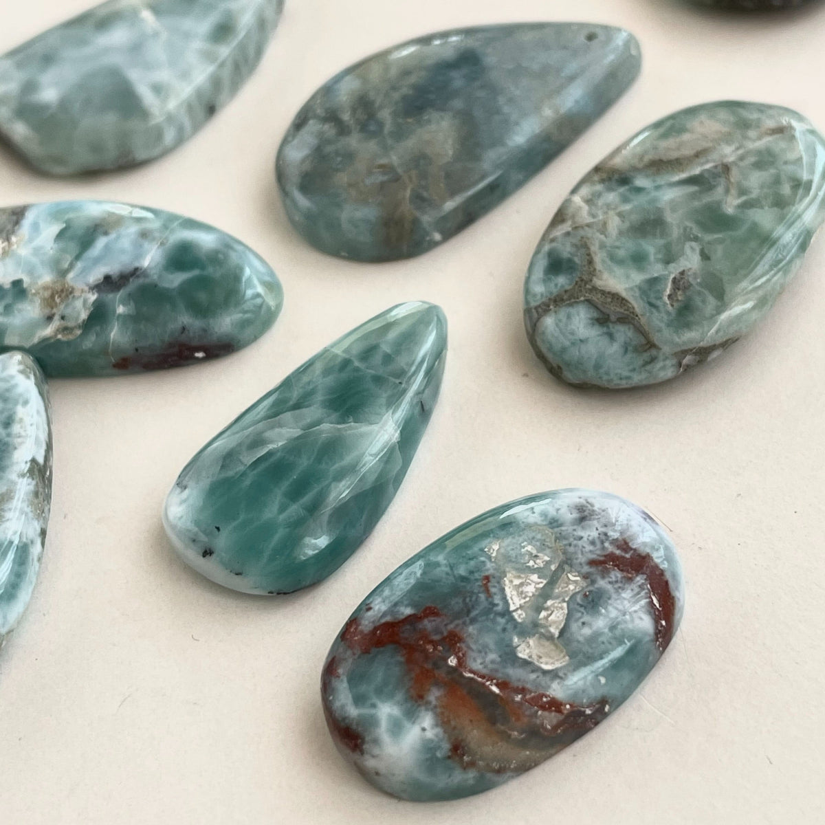 Luxury Natural Larimar Pendant Necklace, 18K Gold-Plated, A Little Piece of the Caribbean Sea