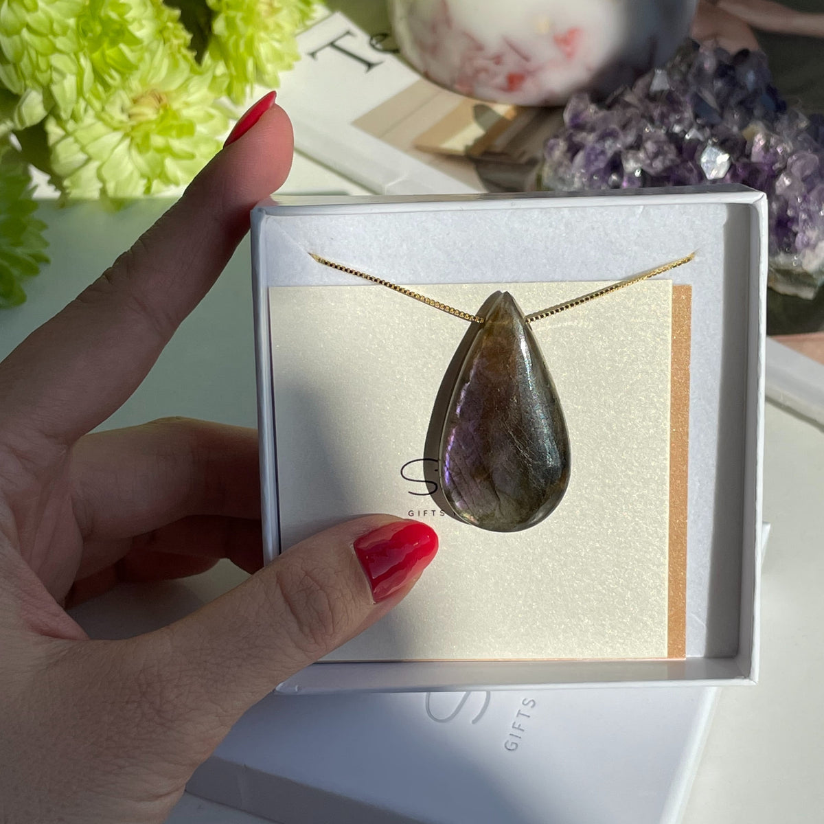 High grade Purple Labradorite necklace