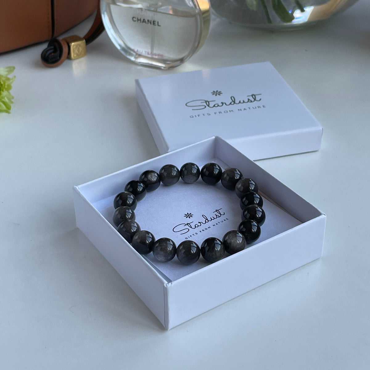 Rainbow Obsidian 10mm Genuine Gemstone Stretch Bracelet