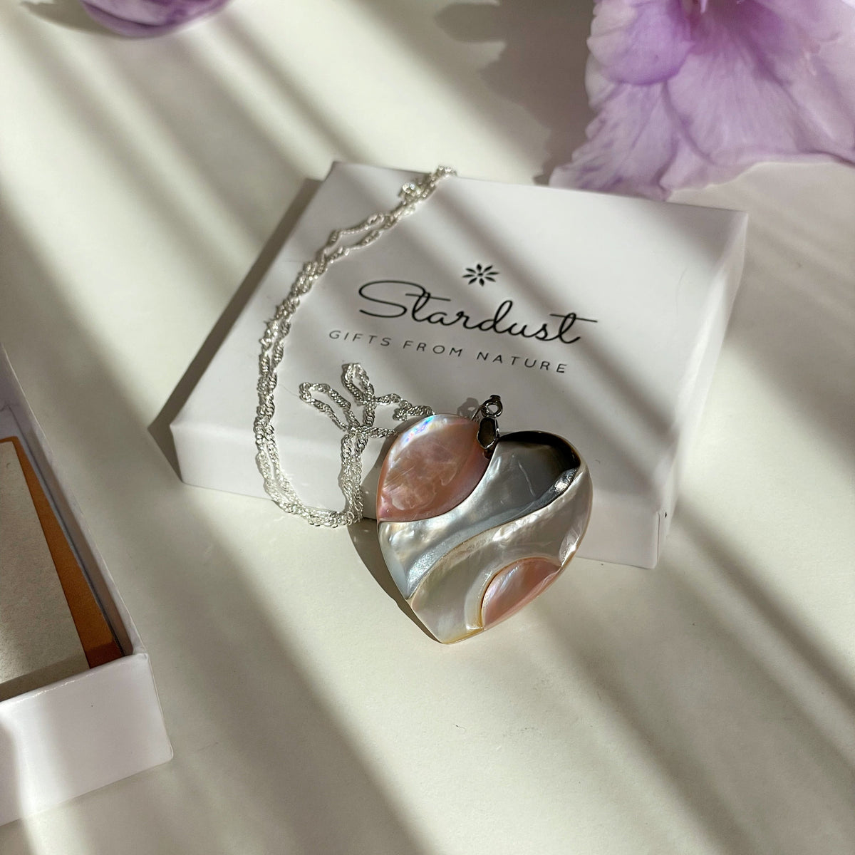 Pink Abalone Shell heart pendant