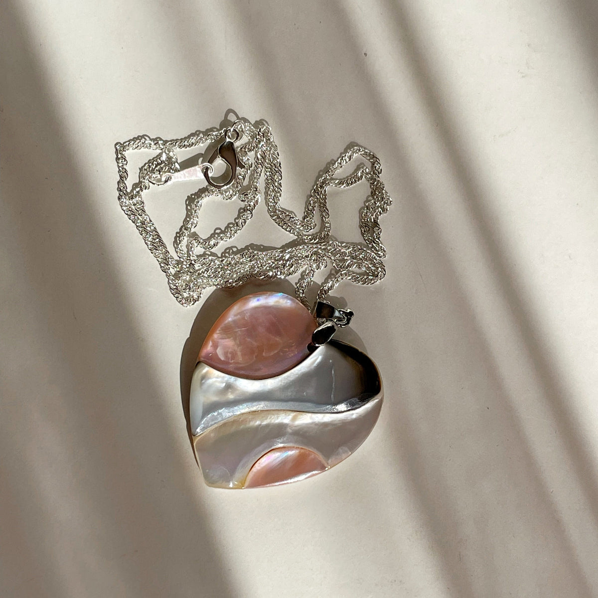 Pink Abalone Shell heart pendant