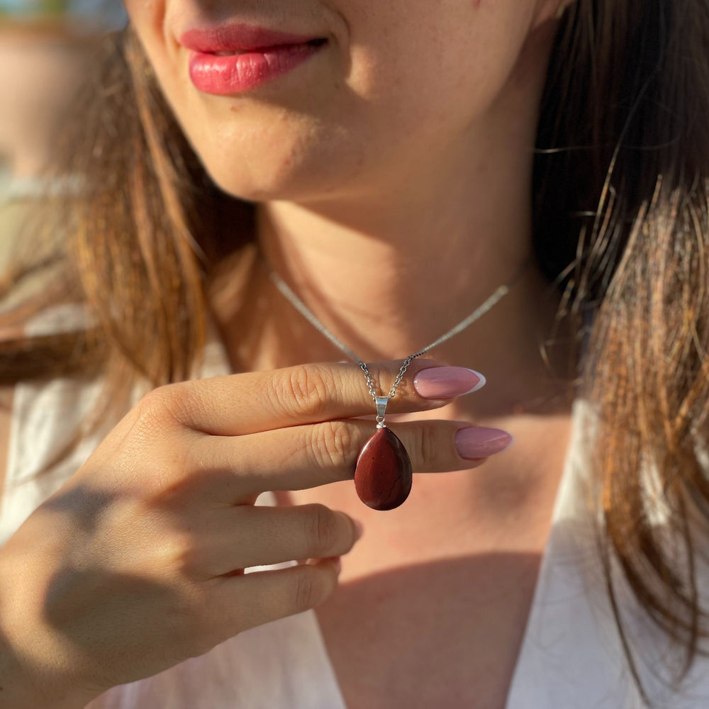 Sensuality stone, Rich Red Jasper Drop Pendant