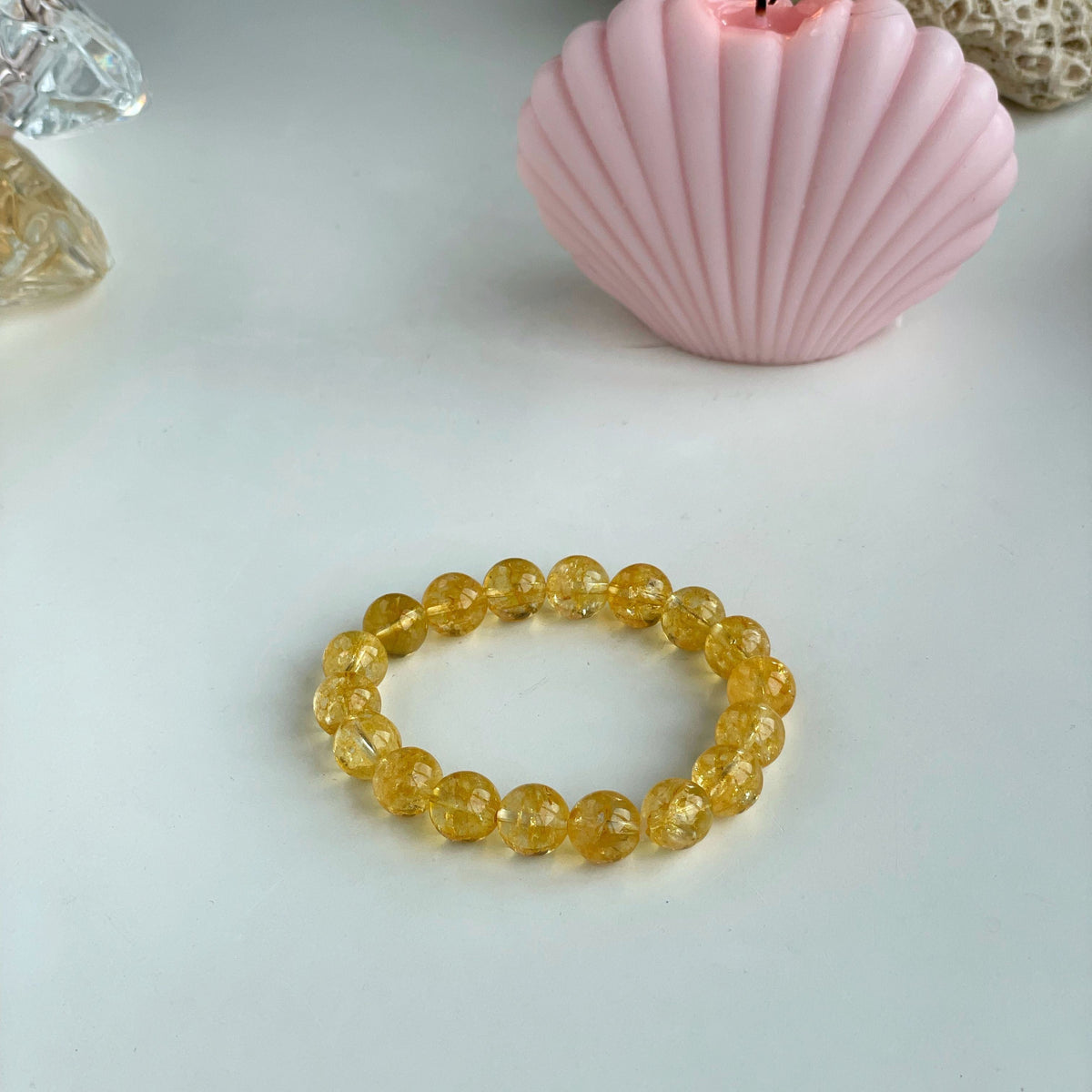 Natural unheated citrine bead bracelet