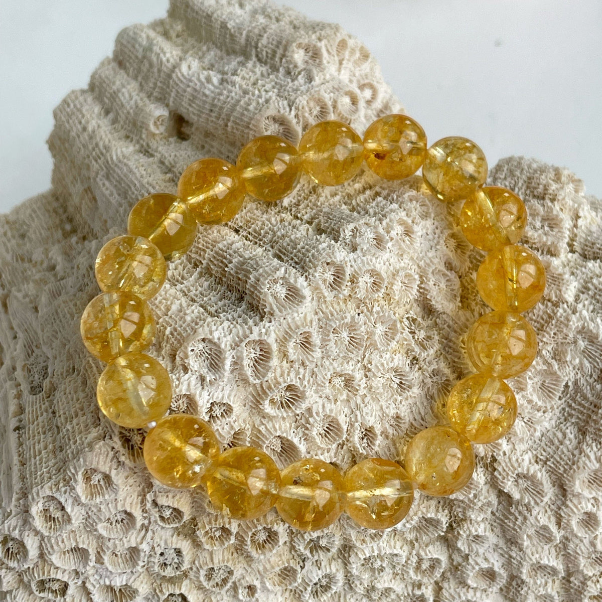 Natural unheated citrine bead bracelet