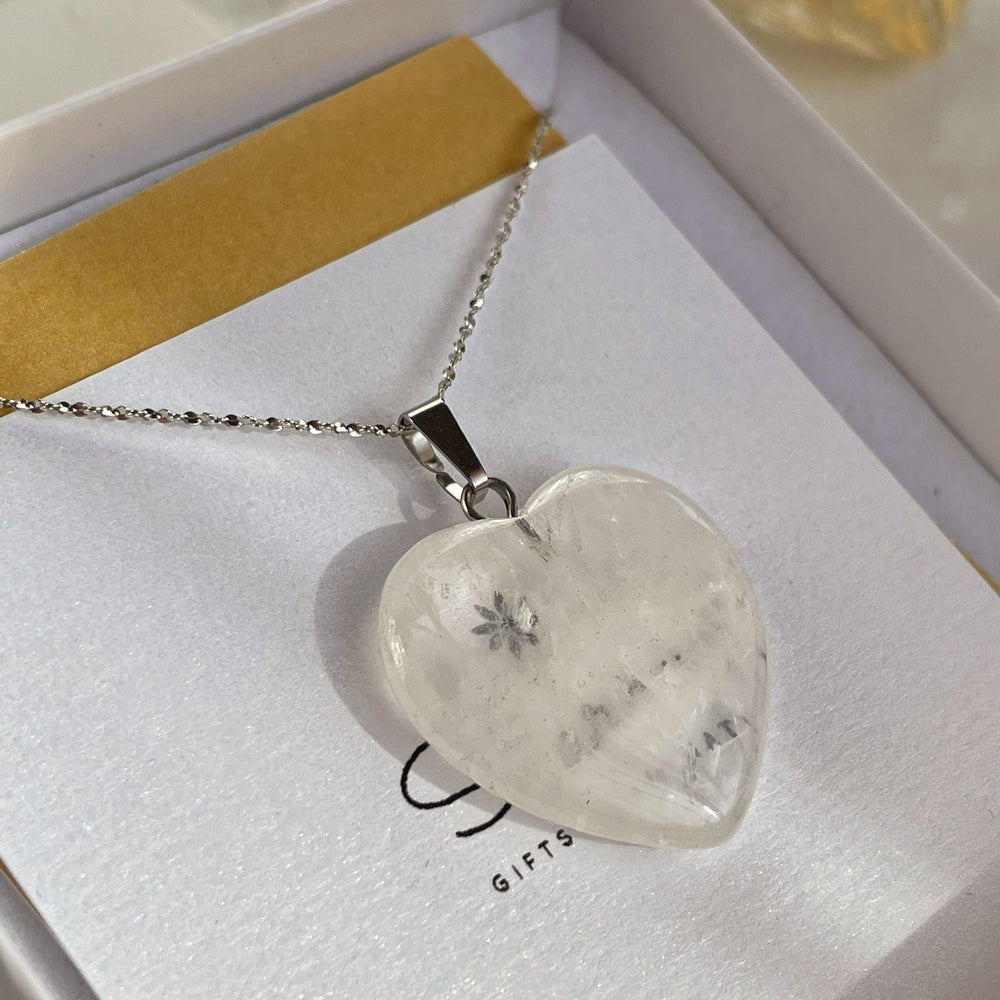 Clear Quartz Heart Pendant 2.5cm