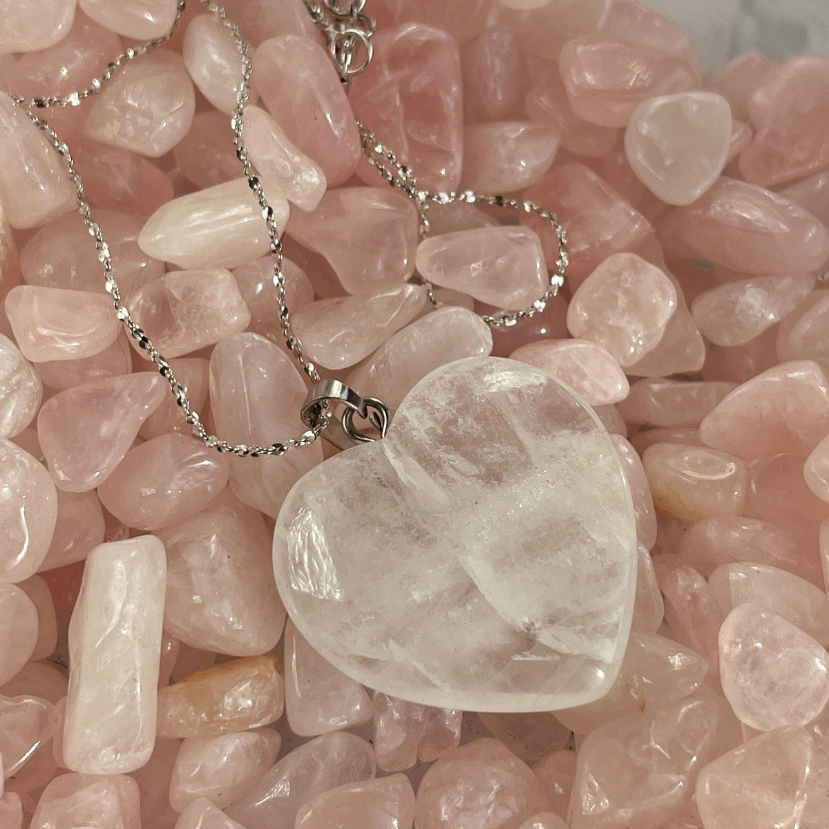 Clear Quartz Heart Pendant 2.5cm
