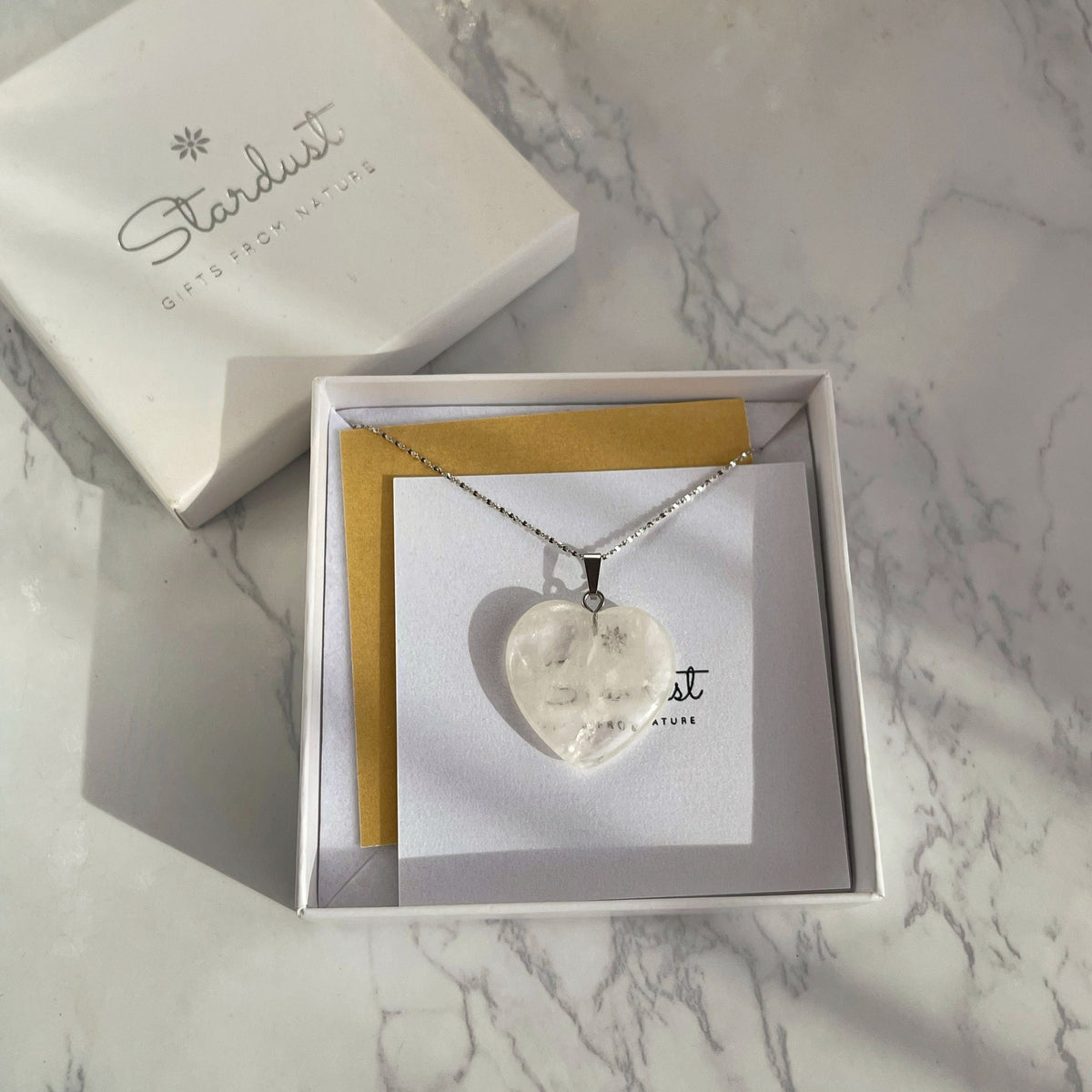 Clear Quartz Heart Pendant 2.5cm