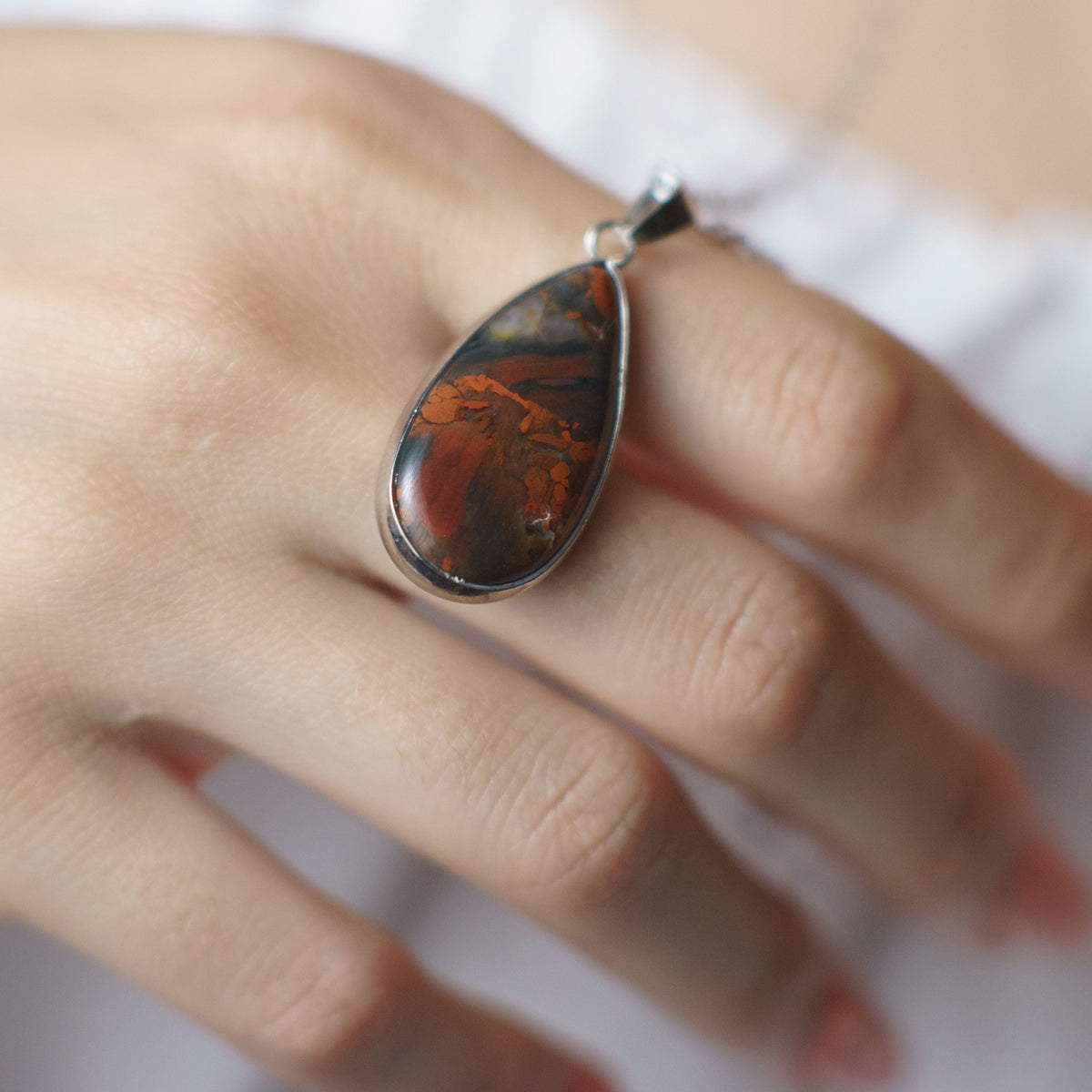 Bloodstone Drop Pendant 1.5x2.5cm
