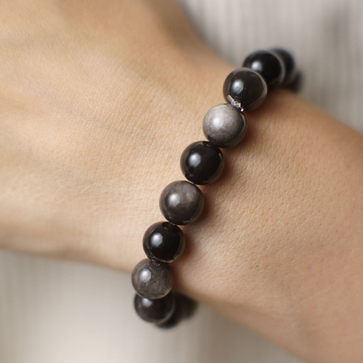 Rainbow Obsidian 10mm Genuine Gemstone Stretch Bracelet