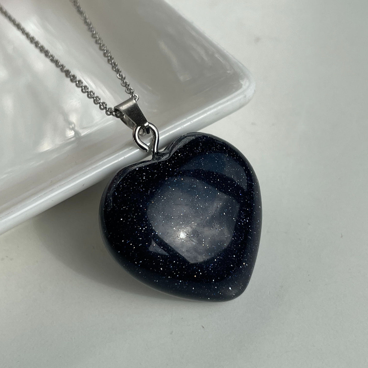 Blue Goldstone Heart pendant