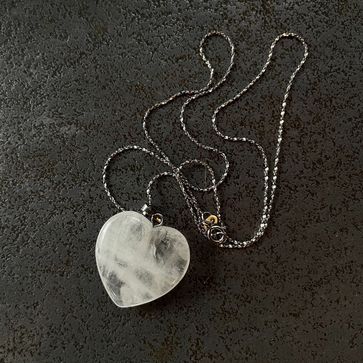 Clear Quartz Heart Pendant 2.5cm