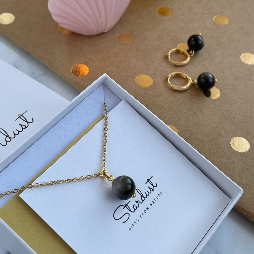 Small round Black Sheen Obsidian pendant
