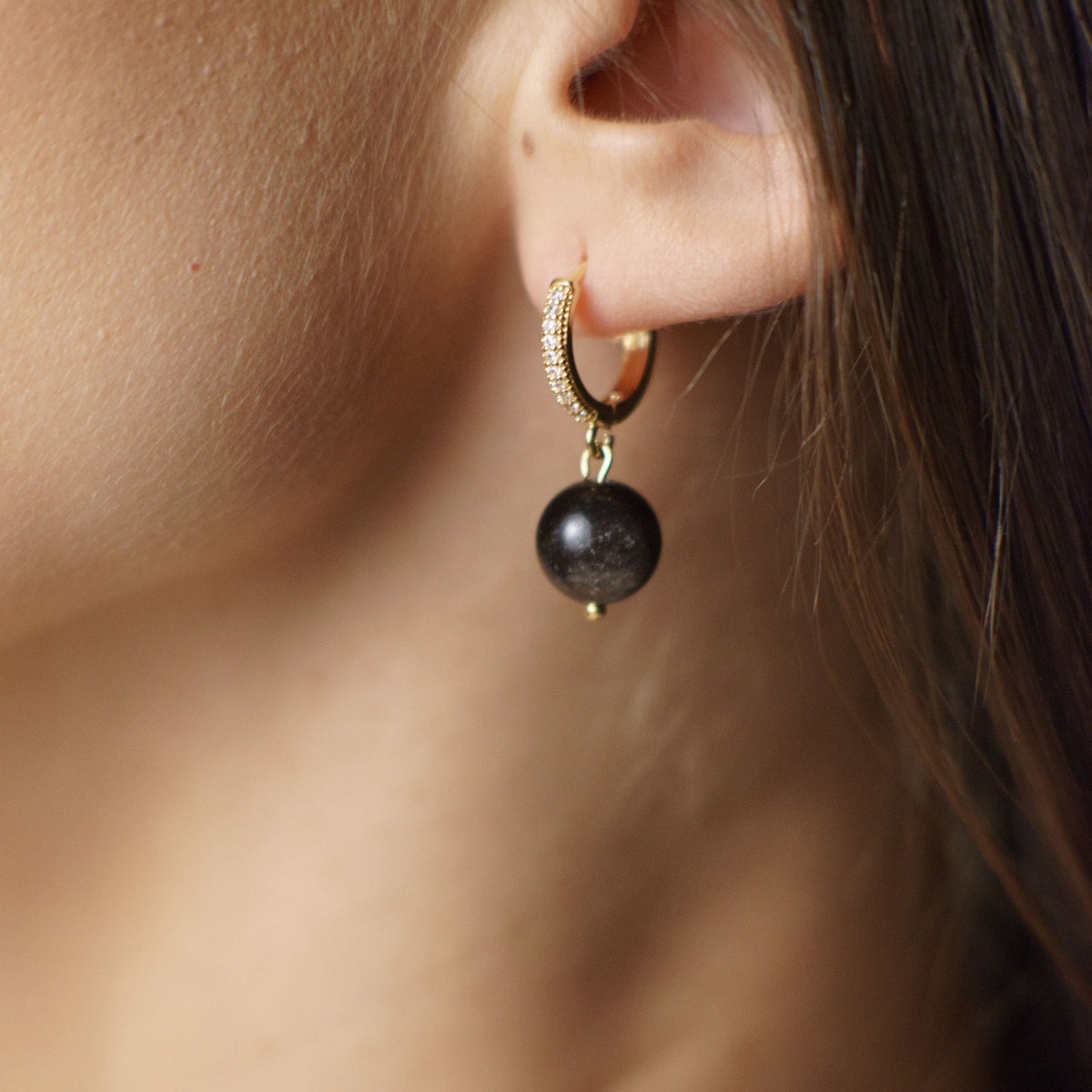 Small round Black Sheen Obsidian pendant