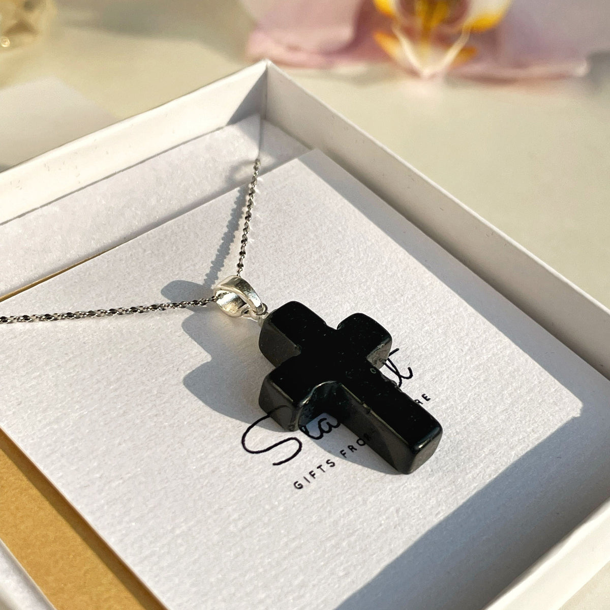 Black Obsidian Cross pendant