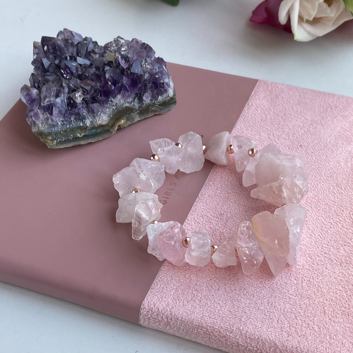 Raw Rose Quartz bracelet