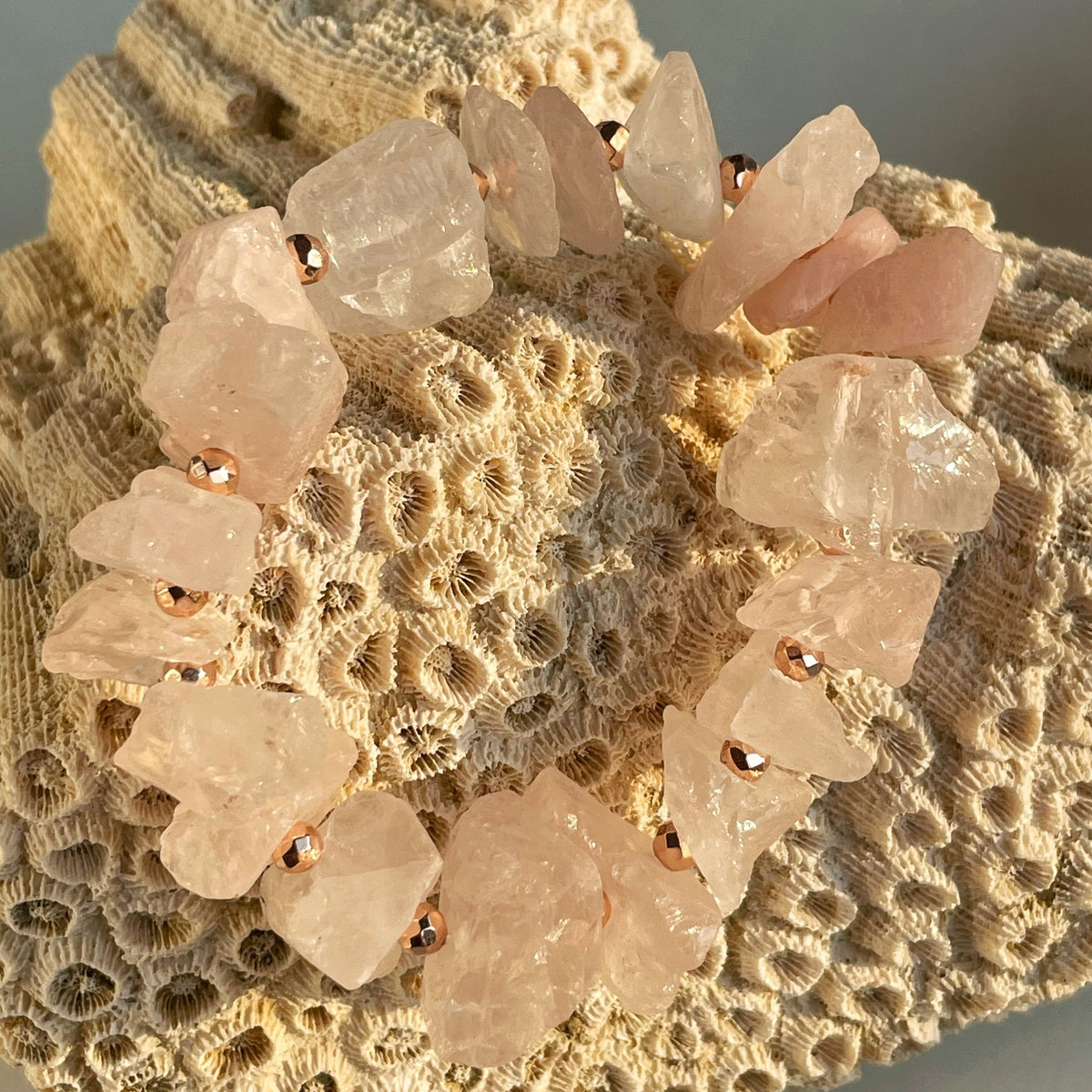 Raw Rose Quartz bracelet