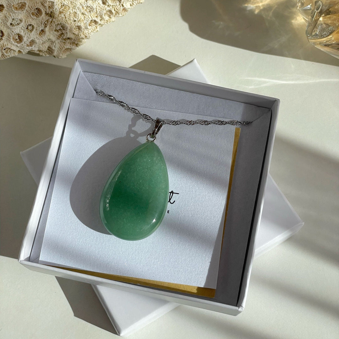 Large Green Jade Drop Pendant