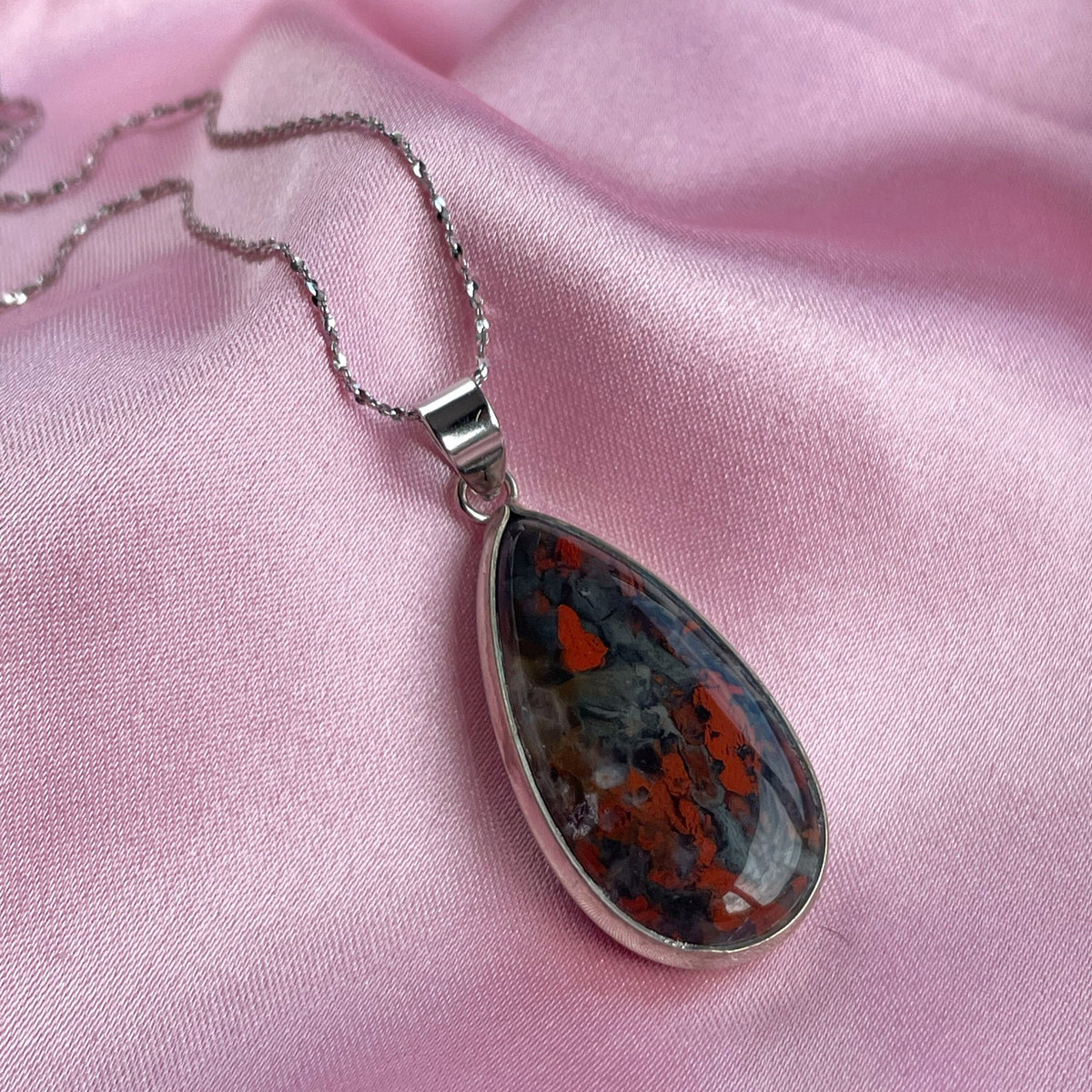 Bloodstone Drop Pendant 1.5x2.5cm