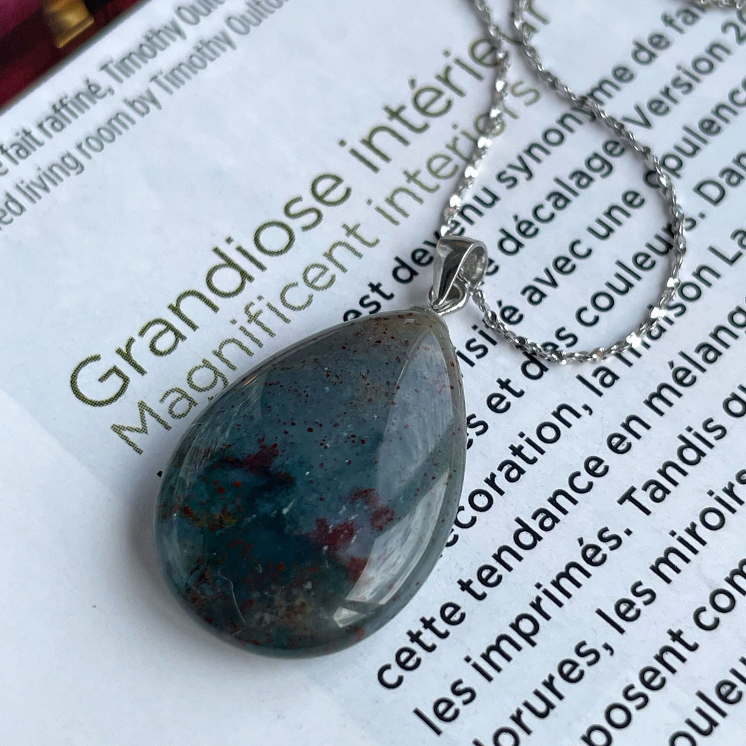 Bloodstone gemstone pendant necklace