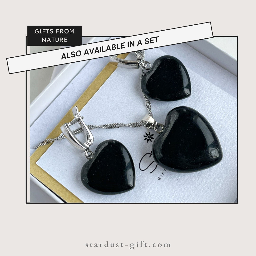 Black Obsidian Heart Pendant 2.5cm