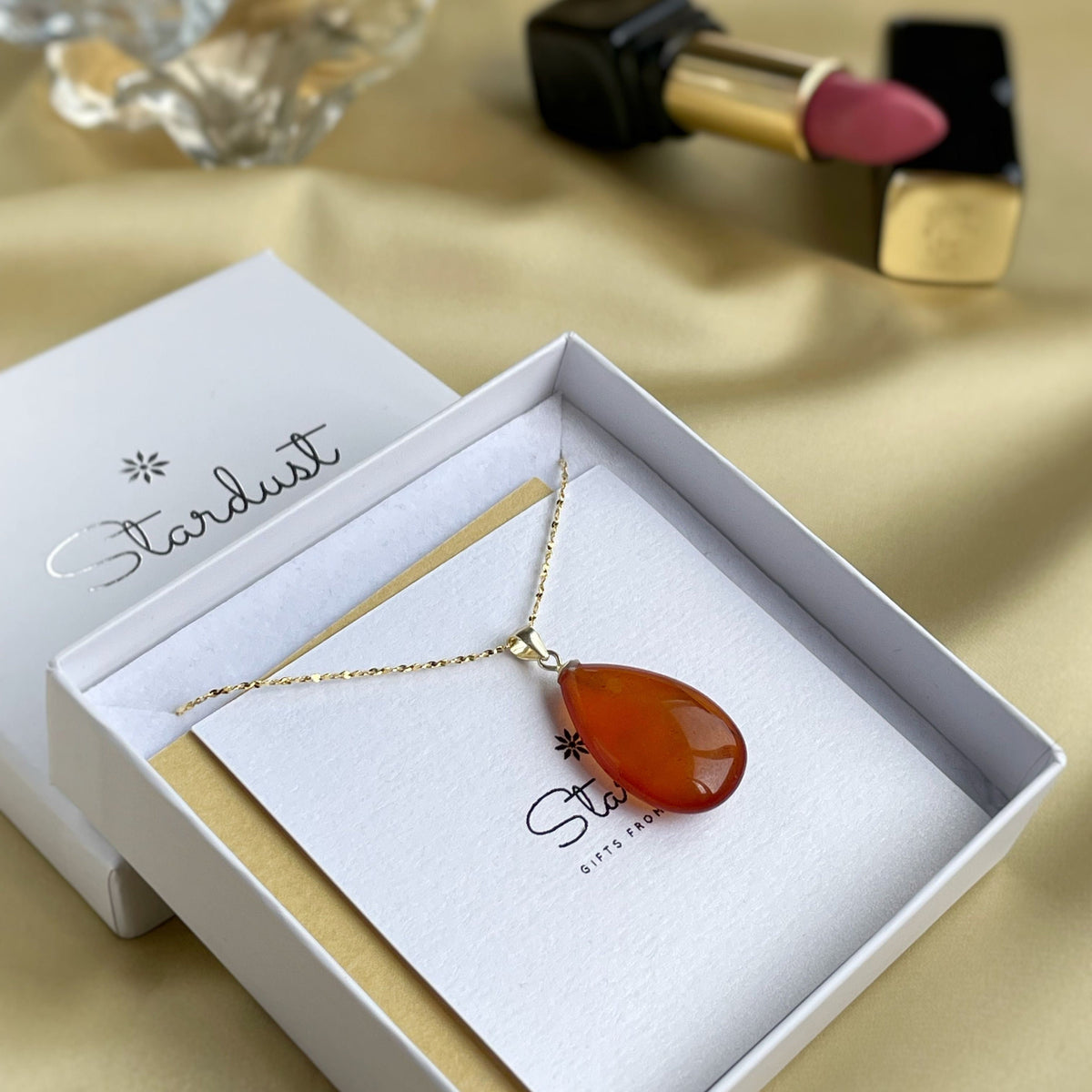 Carnelian Pendant, Luxury gemstone gift for her