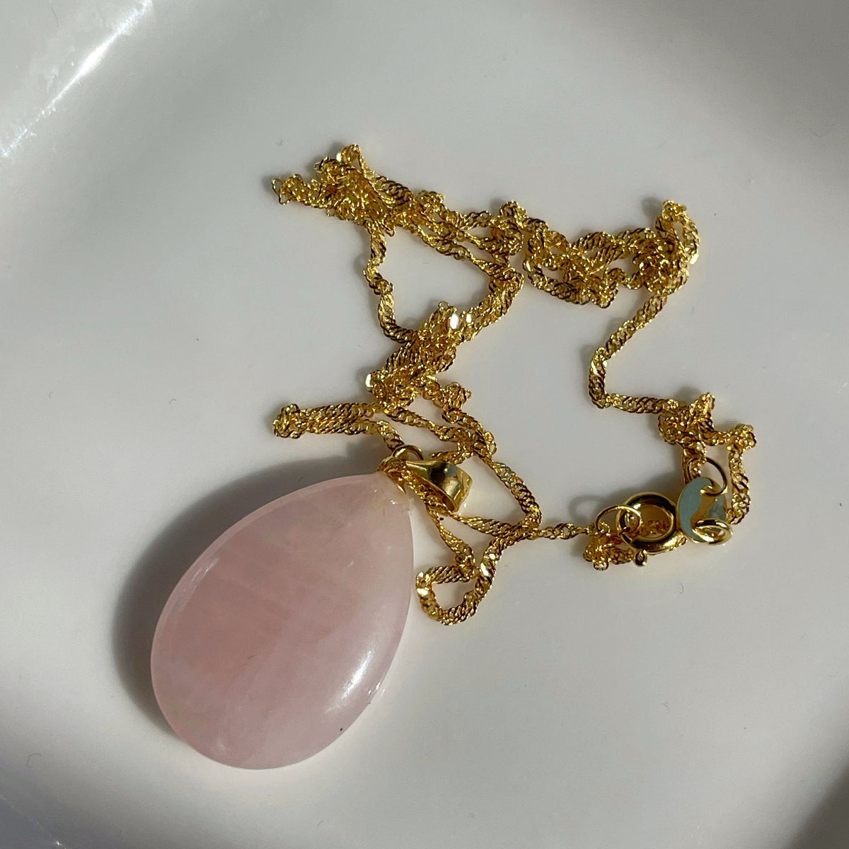Rose Quartz Drop Pendant 1.5x2.5cm