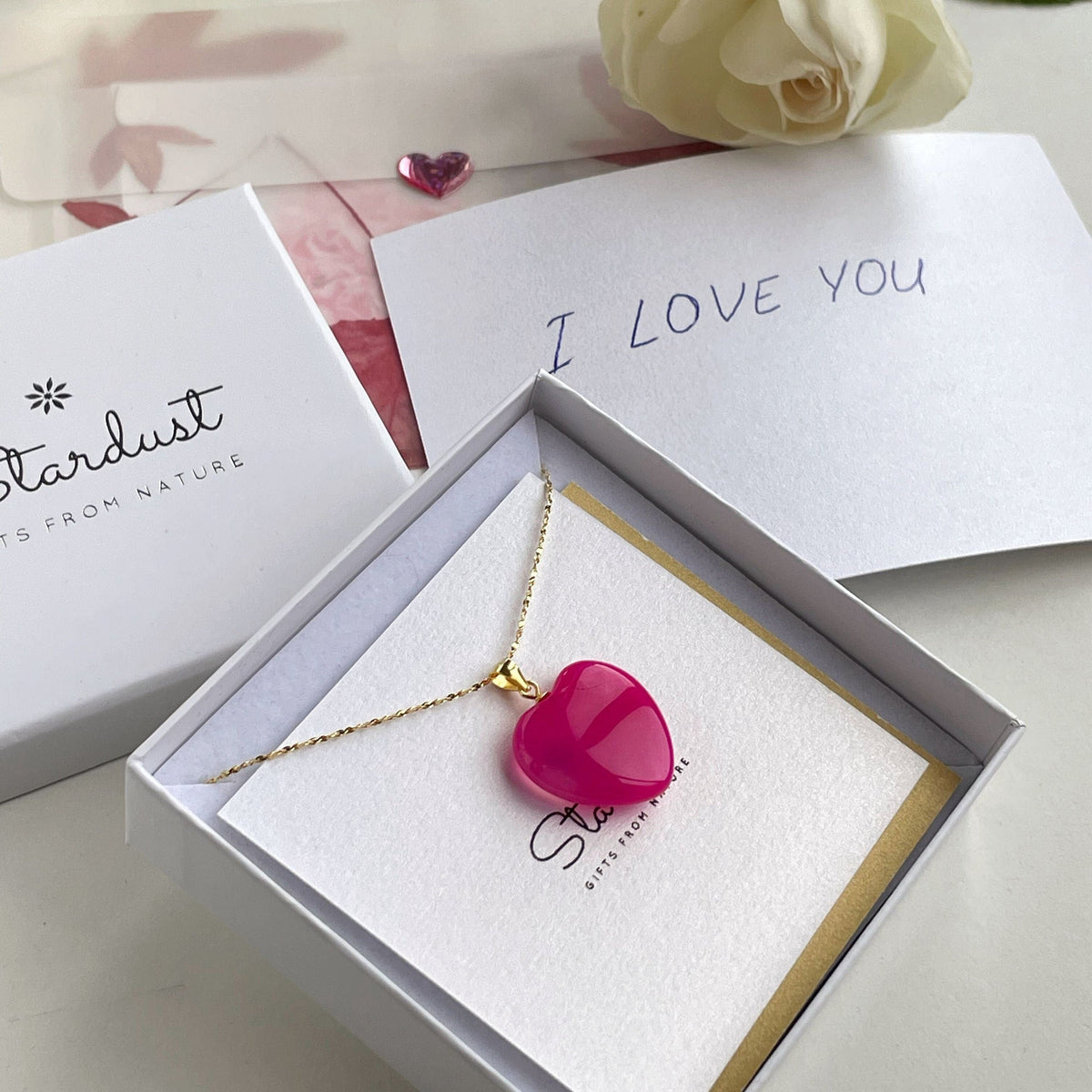 Pink Agate Heart Pendant