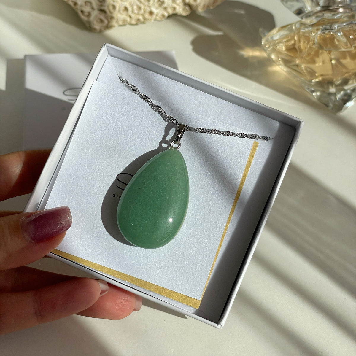 Large Green Jade Drop Pendant