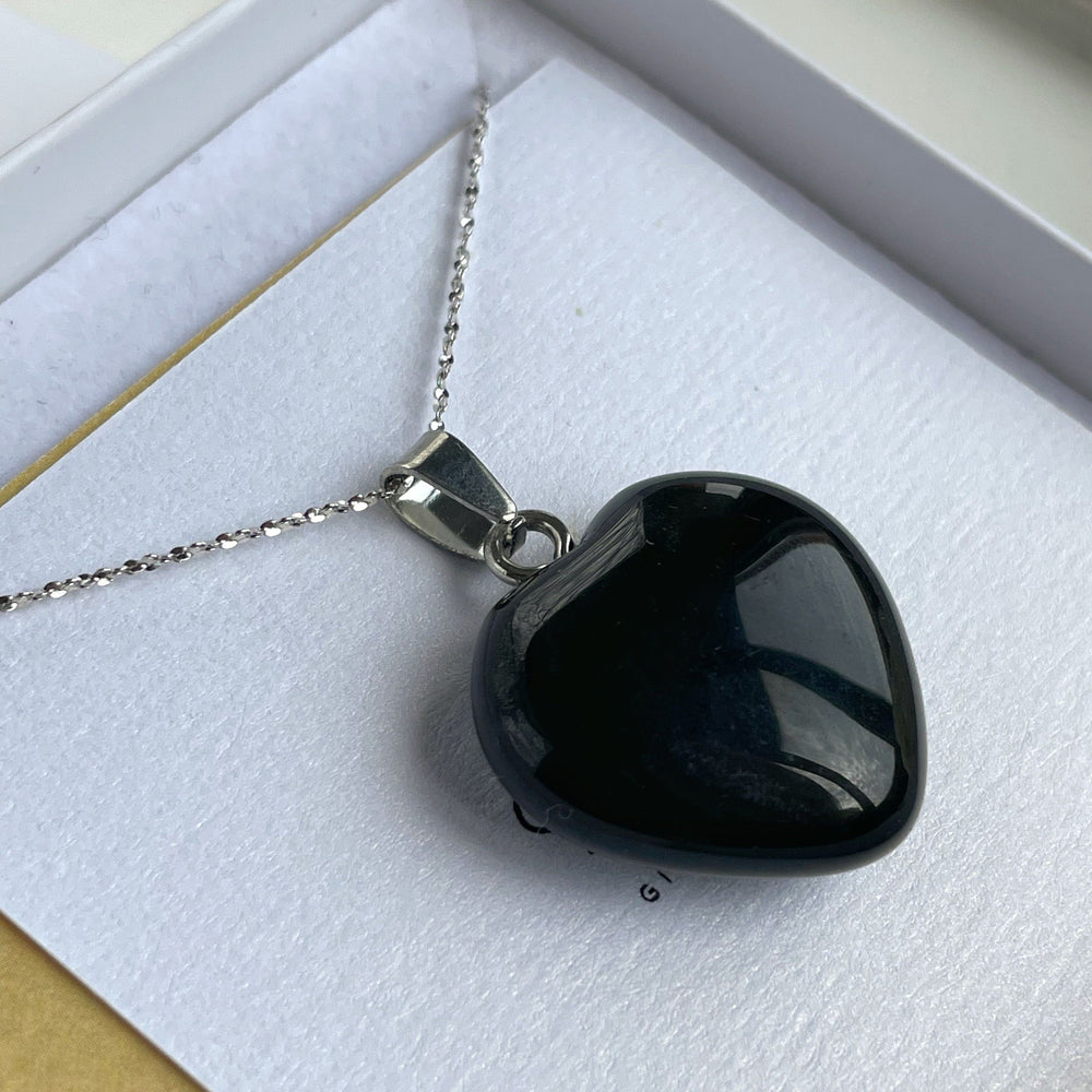 Black Obsidian Heart Pendant 2.5cm