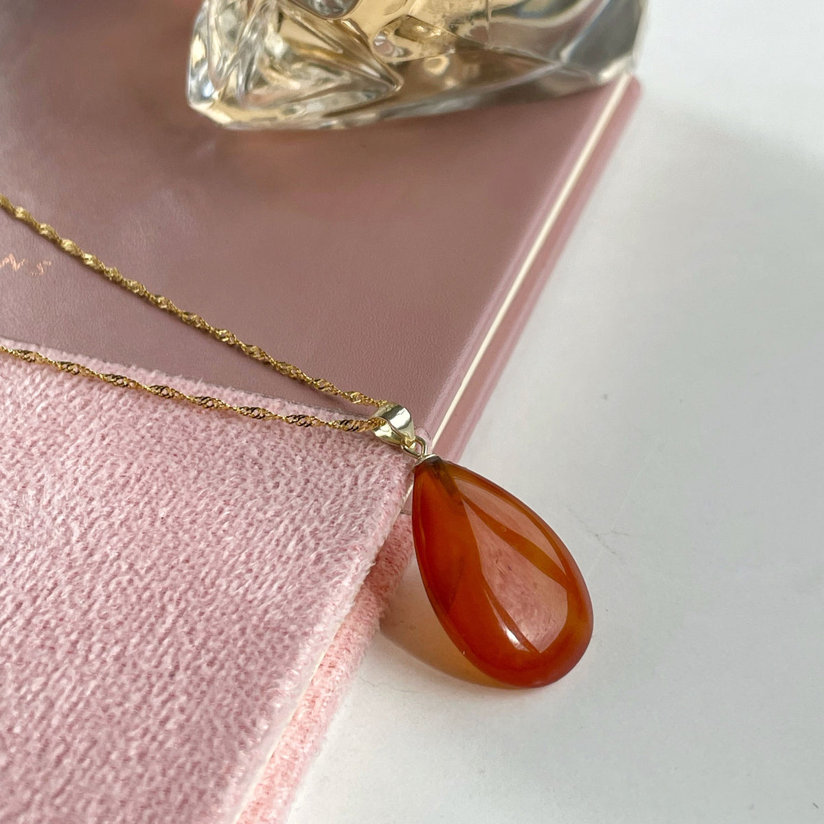 Carnelian Pendant, Luxury gemstone gift for her