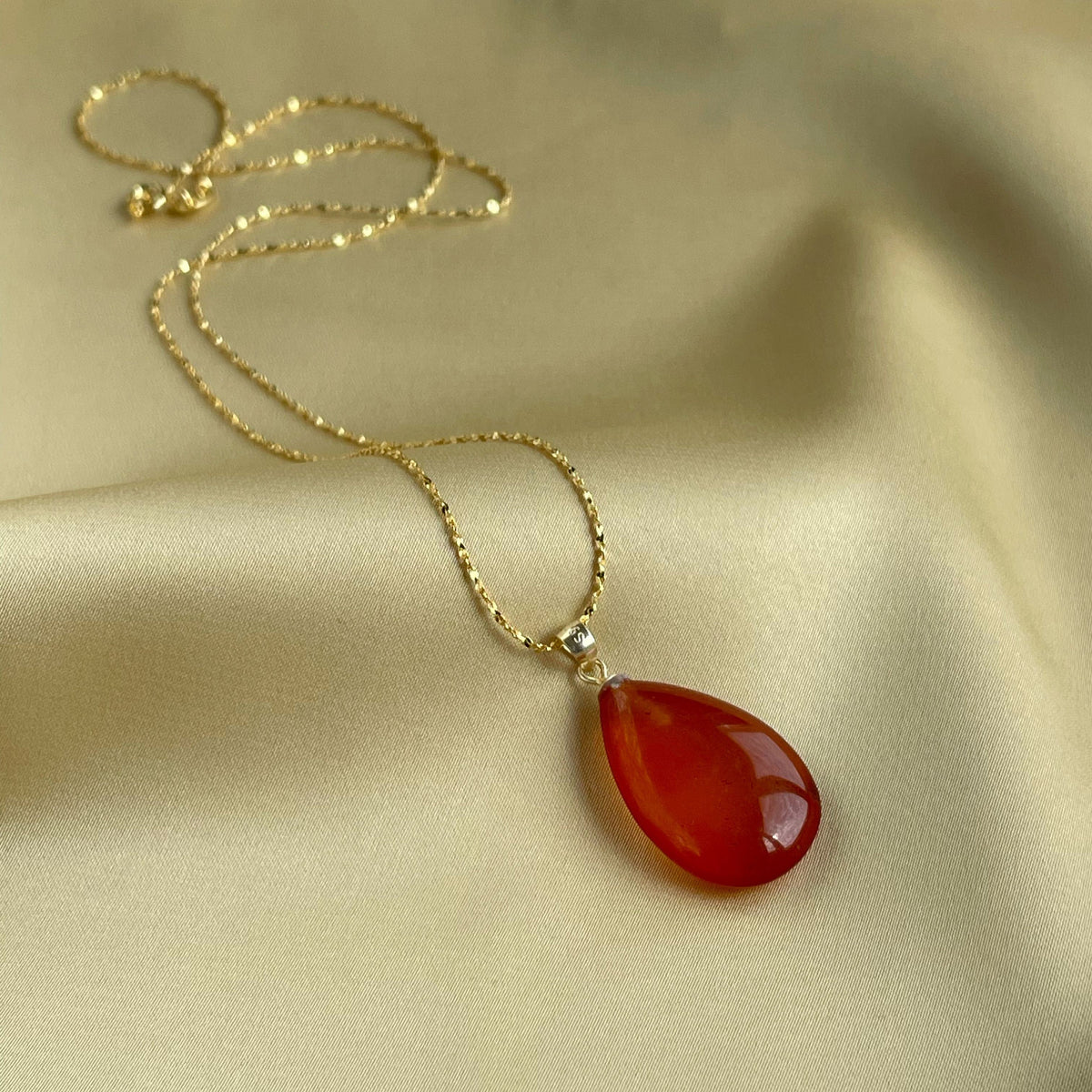 Carnelian Pendant, Luxury gemstone gift for her