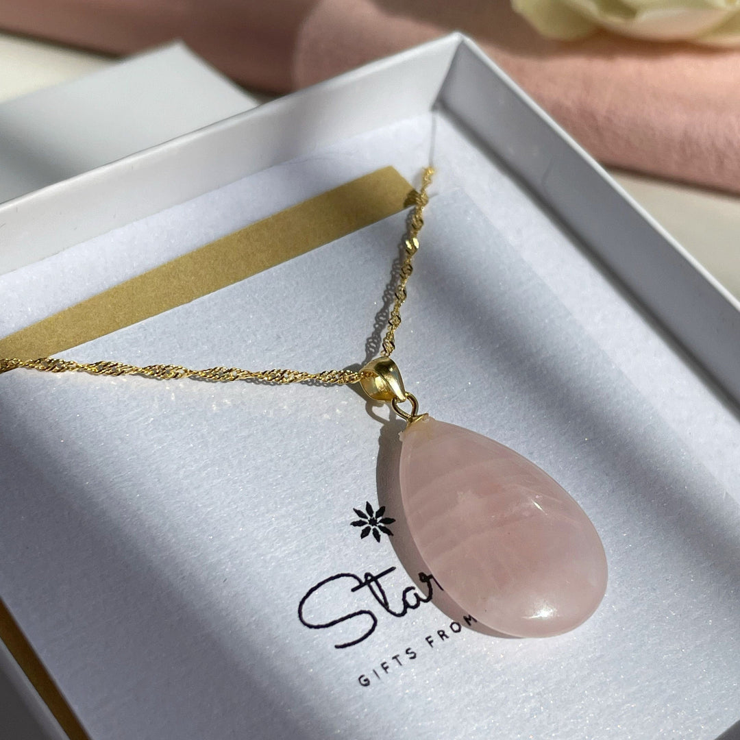 Rose Quartz Drop Pendant 1.5x2.5cm