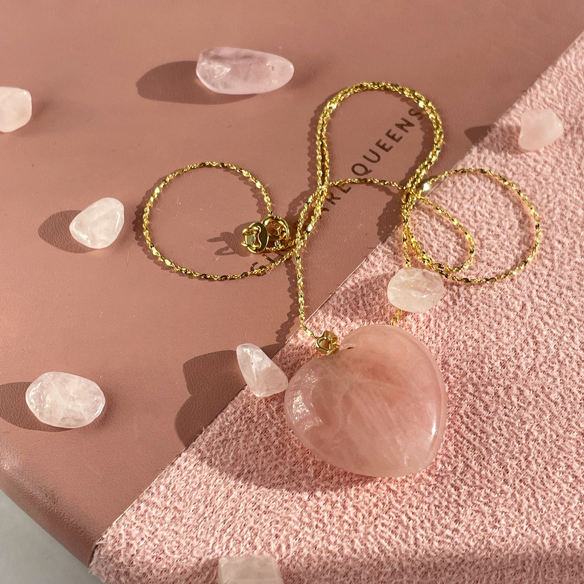 Rose Quartz Heart Pendant 2.5cm
