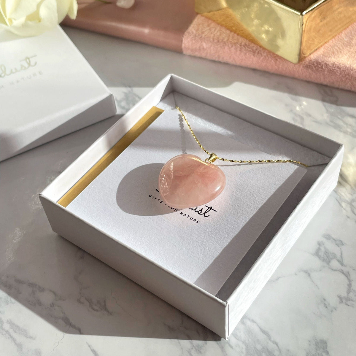 Rose Quartz Heart Pendant 2.5cm