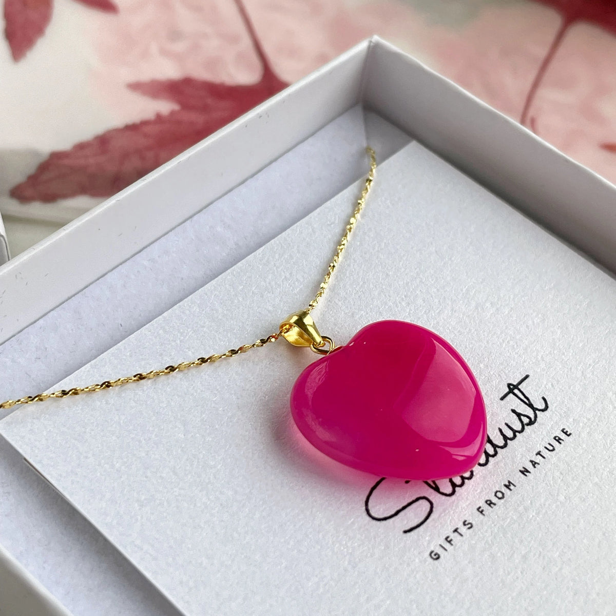 Pink Agate Heart Pendant