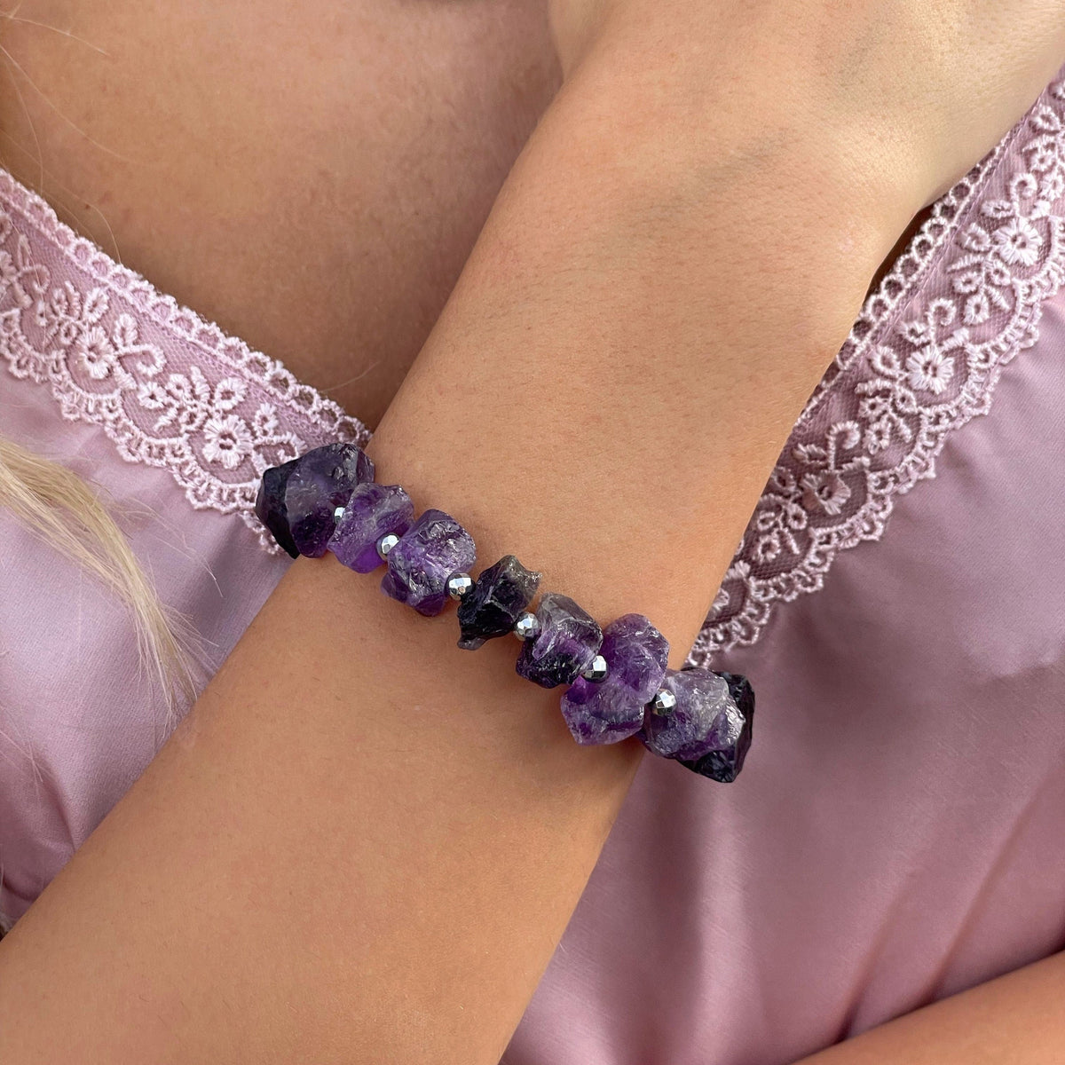 Raw purple Amethyst bracelet
