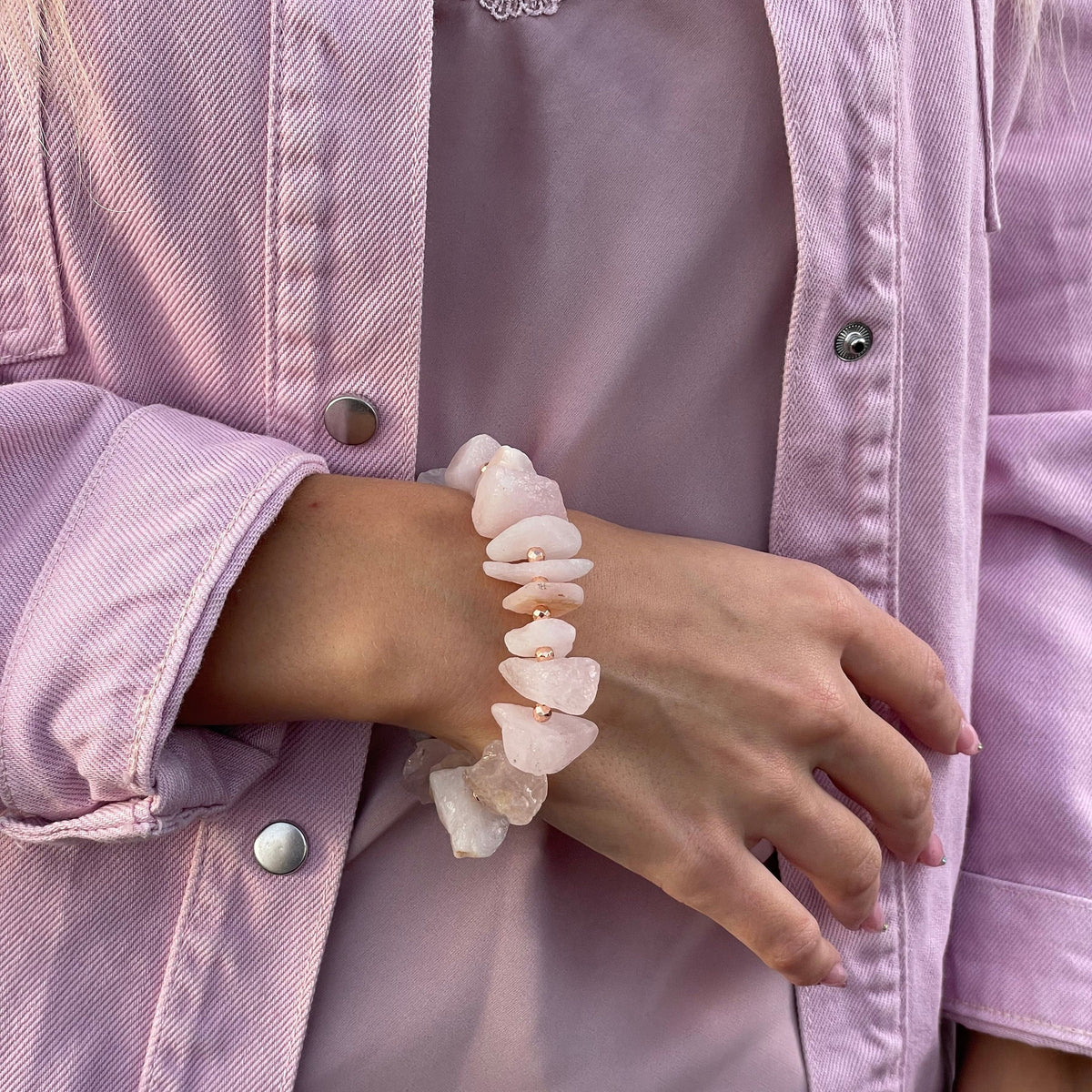 Raw Rose Quartz bracelet