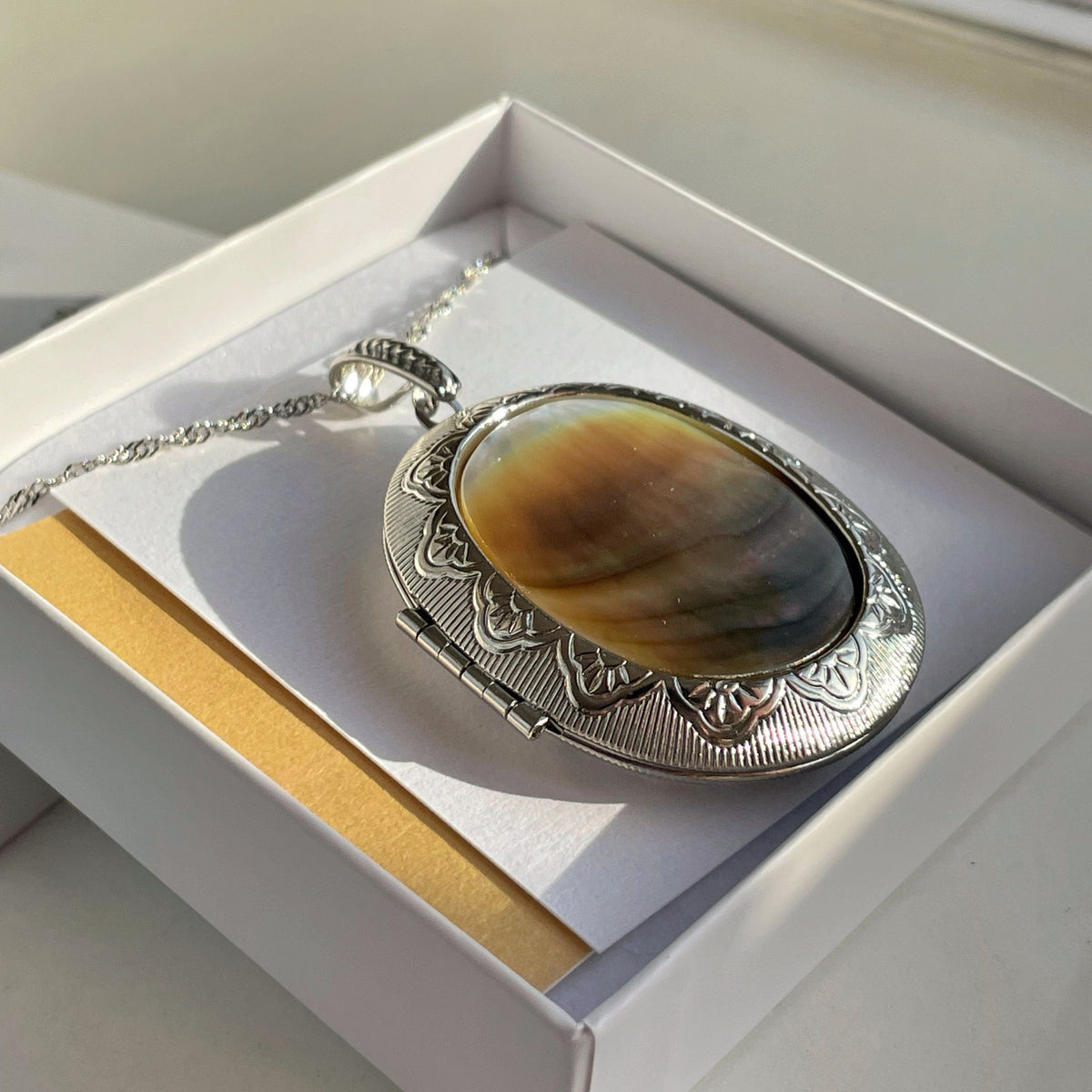 Oval Abalone Shell locket pendant