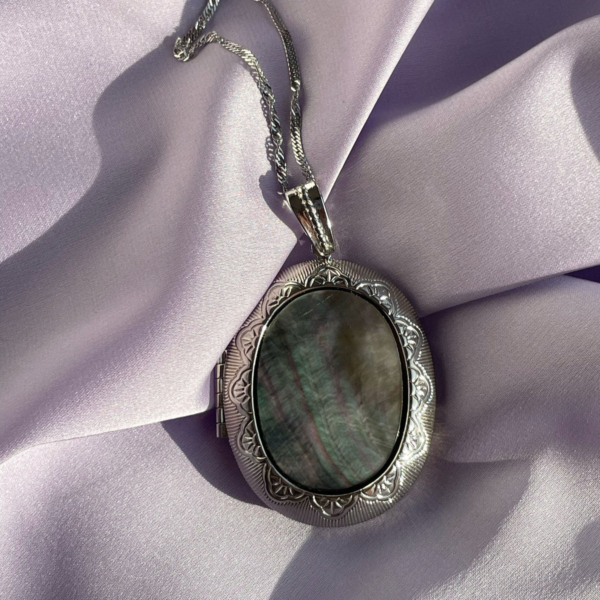 Oval Abalone Shell locket pendant
