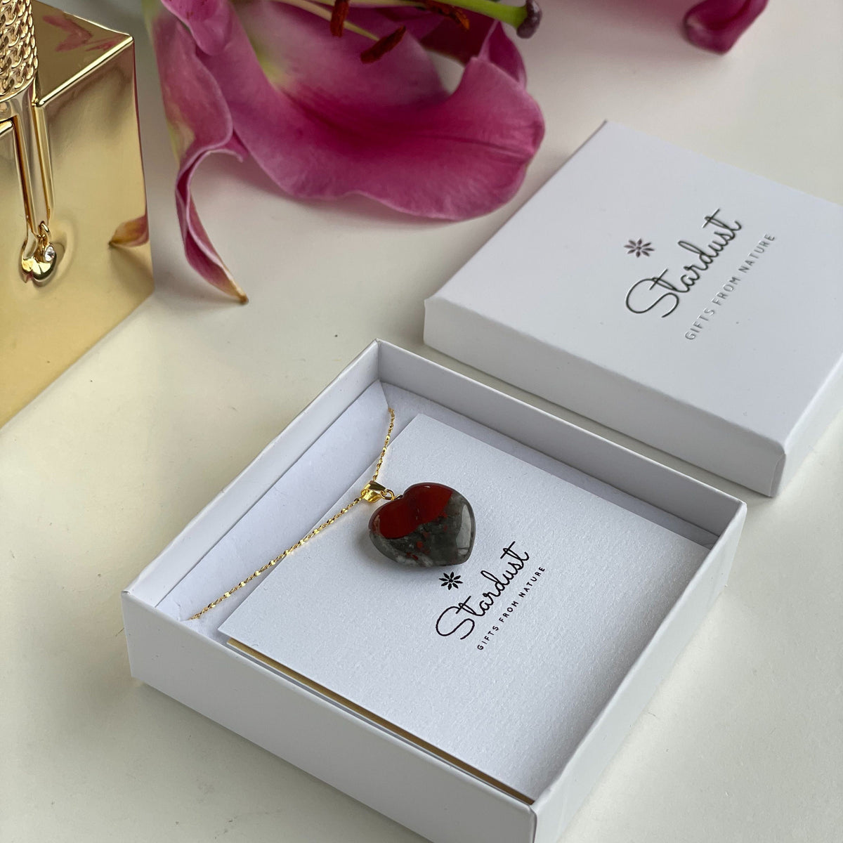Bloodstone Heart Pendant 2.5cm