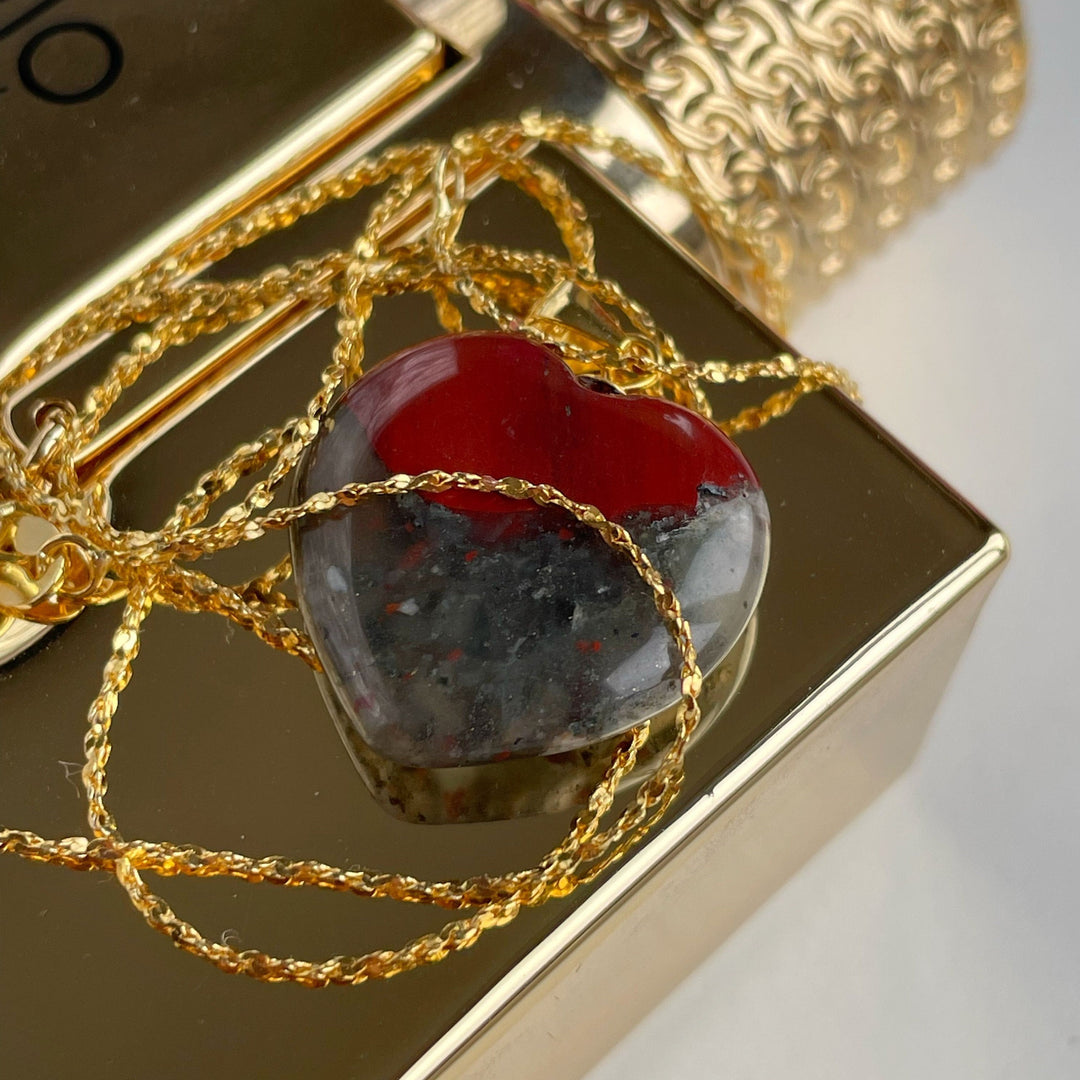 Bloodstone Heart Pendant 2.5cm