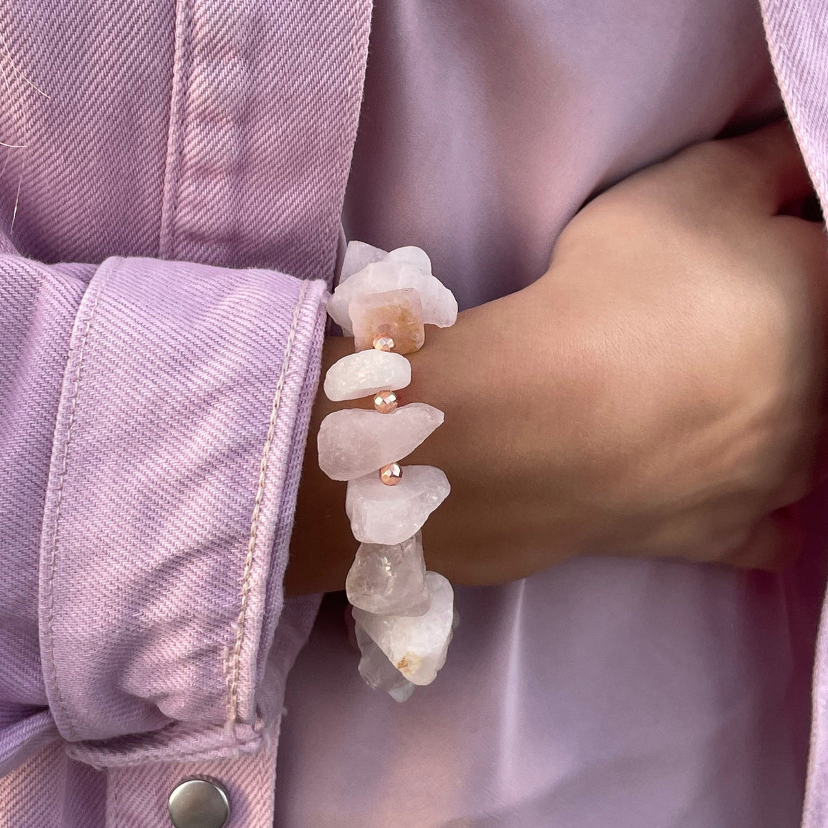 Raw Rose Quartz bracelet