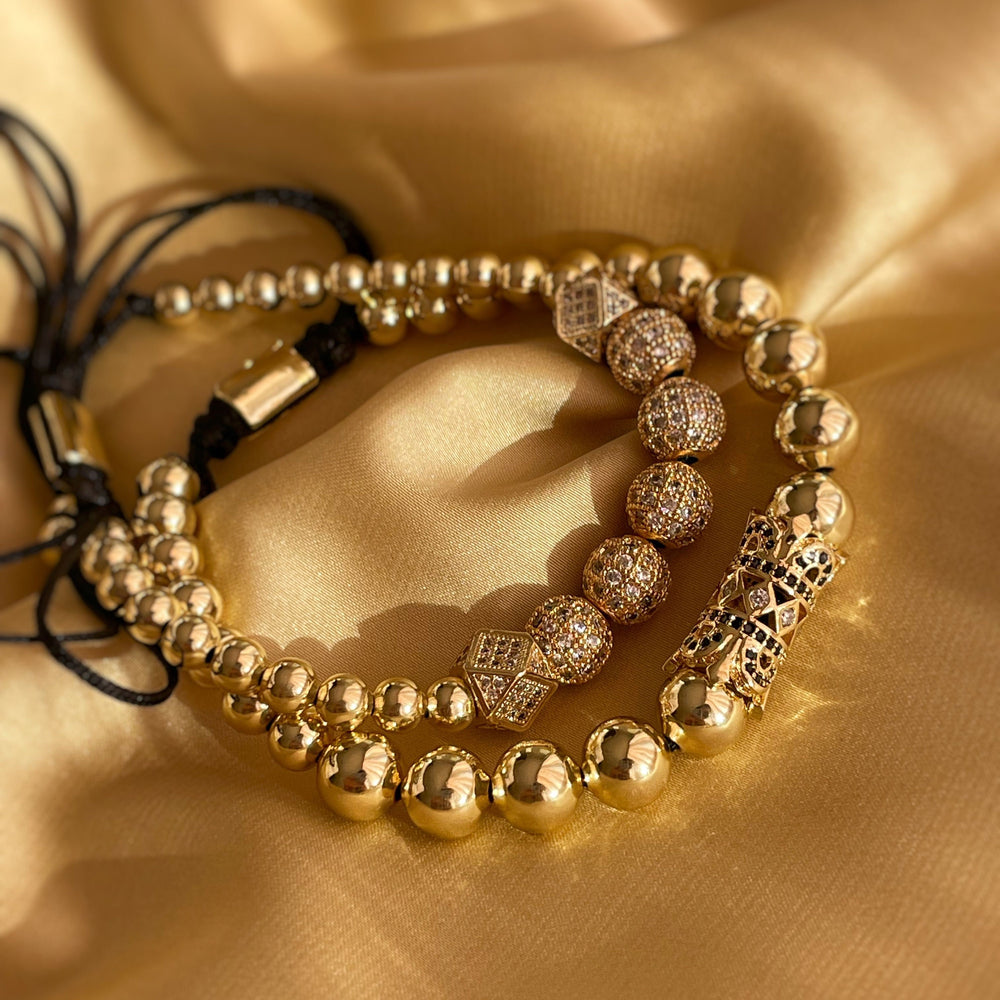 Luxury 18k gold plated bracelet set for men
